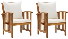 vidaXL Tuinstoelen 2 st met kussens massief acaciahout