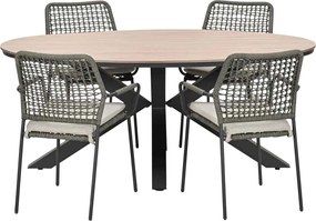 Garden Impressions Natas tuinset grijs 5-delig - Tulli tuintafel 180x115 cm