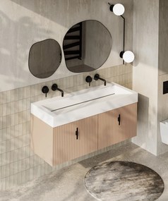 Muebles Calas badmeubel ribbelfront 120cm macchiato met solid surface wastafel zonder kraangaten