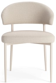IRIS Beige (stof Basel 24) / beige onderstel – MODERNE GESTOFFEERDE STOEL VOOR WOONKAMER / EETKAMER IN BOHO-STIJL