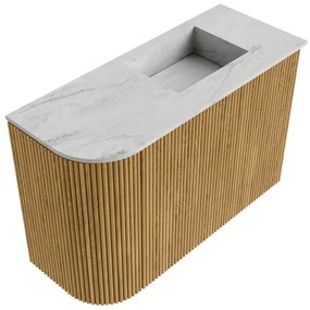 Mondiaz Joya DLux 60cm toiletmeubel ronding links oak met wastafel faye rechts 1 kraangat opalo