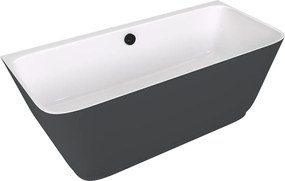 Polysan Skylla halfvrijstaand bad antraciet mat/wit mineraalmarmer 170x75cm