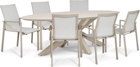Tuinset 6 personen 240 cm Aluminium Zand/Beige Lifestyle Garden Furniture Timo/Lunea