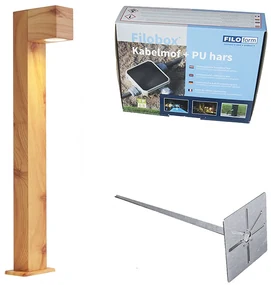 Moderne staande buitenlamp aluminium met hout print 65cm IP44 - Baleno Buitenverlichting