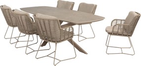 4 Seasons Fabrice tuinset 7-delig - Prado tuintafel 240x105 cm - ceramic sabbia latte