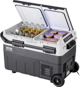VEVOR Draagbare Autokoelkast, 12 Volt Autokoelkast, 40L / 42,3QT Draagbare Dual-Zone Vriezer, -20°C tot 20°C Instelbare Temperatuur, Compressor Koeler voor Thuis, Buiten, Camping, Camper, Auto