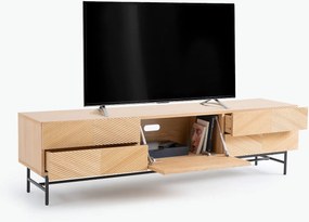 TV-meubel van fineer, fronten met reliëf, breedte 180 cm, JEREM