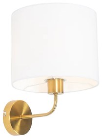 Klassieke wandlamp goud stoffen kap wit - Cas