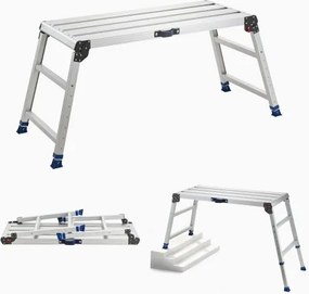 VEVOR werkplatform 1016x457mm, opvouwbaar aluminium werkplatform met een draagvermogen van 226,8 kg, in hoogte verstelbare loopbrug van 584-876mm met veiligheidsvergrendeling, draagbare trap voor thuis en werkplaats