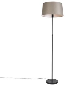 Vloerlamp zwart met taupe linnen kap 45 cm verstelbaar - Parte