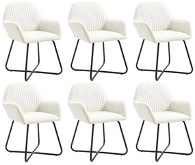 vidaXL Eetkamerstoelen 6 st stof crème
