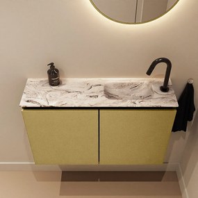 Mondiaz Ture DLux toiletmeubel 80cm oro met wastafel glace rechts met kraangat