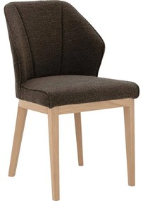 Goossens Eetkamerstoel Koncept donkerbruin stof leuning, modern design