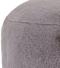 Icon Milano Rabbit Faux Fur Round Footstool Bean Bag, Light Grey