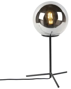 Art Deco tafellamp zwart met smoke glas 45,5 cm - Pallon Art Deco E27 bol / globe / rond Binnenverlichting Lamp