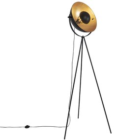 Vloerlamp zwart met goud 42 cm verstelbaar tripod - Magnax Industriele / Industrie / Industrial E27 Binnenverlichting Lamp