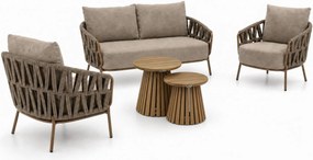 Stoel en Bank Loungeset 5 personen Rope Taupe  4 Seasons Outdoor Biarritz/Fungo