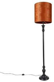 Stoffen Klassieke vloerlamp zwart met kap rood 40 cm - Classico Klassiek / Antiek E27 Binnenverlichting Lamp