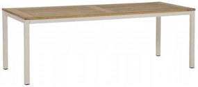 4 Seasons Outdoor Rivoli tafel taupe met teak blad 220 x 95 cm  Tuintafel    beige weerbestendig