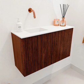 Mondiaz Joya 70cm toiletmeubel ruby met wastafel faye links zonder kraangat talc