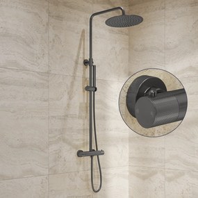 Saniclear Iron Curved opbouw regendouche verouderd ijzer / gunmetal met 20cm hoofddouche