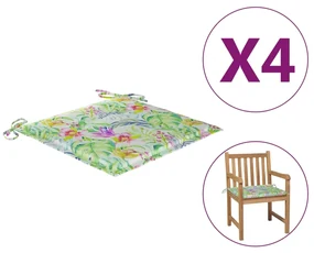 vidaXL Tuinstoelkussens 4 st bladpatroon 50x50x3 cm stof