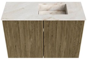 Mondiaz Joya DLux 60cm toiletmeubel dusk met wastafel faye rechts 1 kraangat frappe