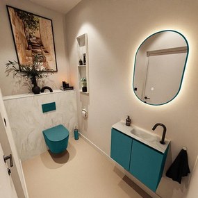 MONDIAZ TURE-DLUX 60cm toiletmeubel Smag. EDEN wastafel Ostra positie rechts. Met 1 kraangat. TUREDX60SMAR1OST