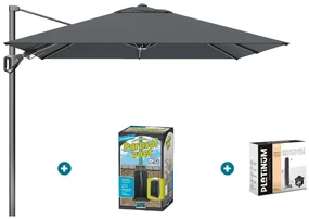 Platinum Voyager zweefparasol T2 2,7x2,7 - Antraciet met ingraafvoet en hoes