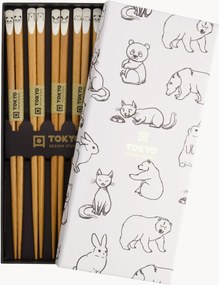 Houten eetstokjes Animals, 5-delig