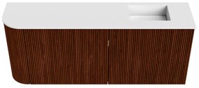 Mondiaz Joya 100cm toiletmeubel ronding links ruby met wastafel faye rechts 1 kraangat talc