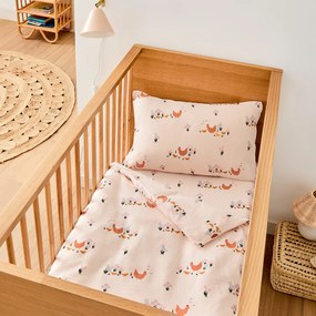 Kussensloop baby, biologisch tetra, kippenprint, POULETTE