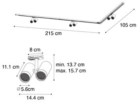 Modern railsysteem met 3 Spot / Opbouwspot / Plafondspots wit 1-fase - Iconic Scopio Modern GU10 Binnenverlichting Lamp