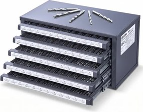 VEVOR Boorbit Dispenser Kast, Boorbit Organizer met Vijf Laden voor Boorbit Dispensers Nr. 1 tot Nr. 60 Gemaakt van Staal met Labels, Stapelbare Boorbit Dispenser voor het Opbergen van Boren en Graveerbits