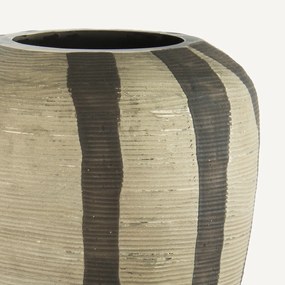 Beschilderde glazen vaas met matte strepen, H20,5 cm, Hedi