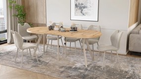 Mazzoni EXPANSO Artisan Eiken / kasjmier poten - OVALE UITSCHUIFTAFEL 160-360 cm VOOR 16-18 PERSONEN