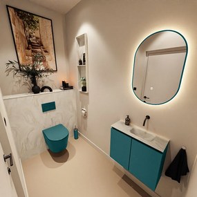 Mondiaz Ture DLux toiletmeubel 60cm smag met wastafel ostra rechts zonder kraangat