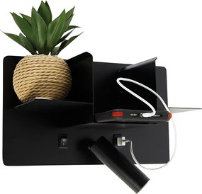 Moderne wandlamp zwart incl. LED met USB - Thijs