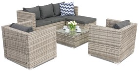 Roma Corner 6 Garden Point grijs technorattan tuinmeubelset