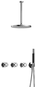 Hotbath Cobber IBSW70 Regendoucheset inbouw - 30cm plafondarm - 30cm ronde hoofddouche - staafhanddouche - chroom IBSW70CR35