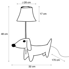 LED Kinder tafellamp teckel bruin - Waldi Kinderlamp Binnenverlichting Lamp