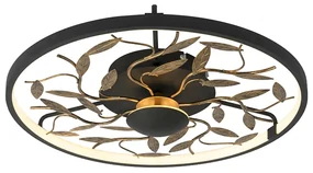 LED Art Deco plafonnière zwart met goud 3-staps dimbaar - Bota Art Deco rond Binnenverlichting Lamp