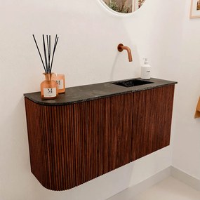 Mondiaz Joya DLux 80cm toiletmeubel ronding links ruby met wastafel faye rechts zonder kraangat lava