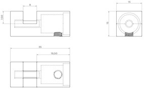 Clou Hold Me vierkante spiegelklemmen RVS geborsteld - set van 4