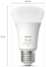 Philips Hue Lampen 4xE27 (A60) 6,5W 800lm Wit en gekleurd licht Wit