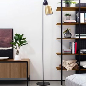 Kave Home Natsumi Vloerlamp Zwart Met Messing