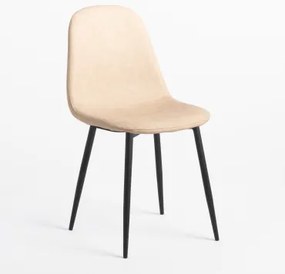 Set Van 2 Glamm Eetkamerstoelen Zwart & Kunstleren Beige – Crème & Polipiel - Sklum