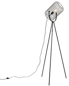Industriële vloerlamp tripod staal zwart - Bliss Vefa