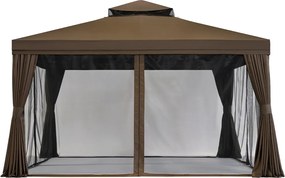 Tuinpaviljoen met klamboe en gordijnen Valencia 4x4m bruin Garden Point