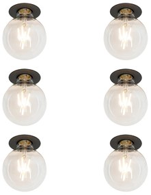 Set van 6 Moderne inbouwspot zwart - Insight